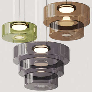 Moderne Pendelleuchte aus Glas, geschichtete LED Hängeleuchte