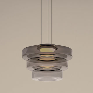 Moderne Pendelleuchte aus Glas, geschichtete LED Hängeleuchte