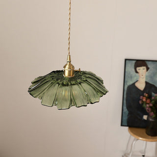 Eleganter Mid-Century Retro Glaskronleuchter mit Blumenform