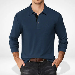 Langarm-Poloshirt mit Brusttasche für Herren – Floyd