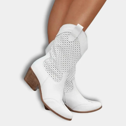 Western-inspirierte Cowboy Boots mit perforiertem Schaft für Damen – Stacy