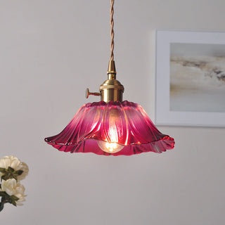 Eleganter Mid-Century Retro Glaskronleuchter mit Blumenform