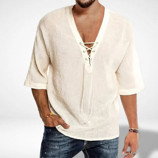 Schnürdetail Henley-Shirt für Männer – Benitez