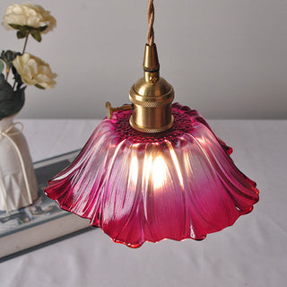 Eleganter Mid-Century Retro Glaskronleuchter mit Blumenform