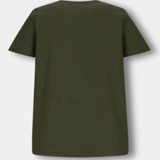 Asymmetrisch geknöpftes T-Shirt mit Rundhalsausschnitt für Damen – Janine