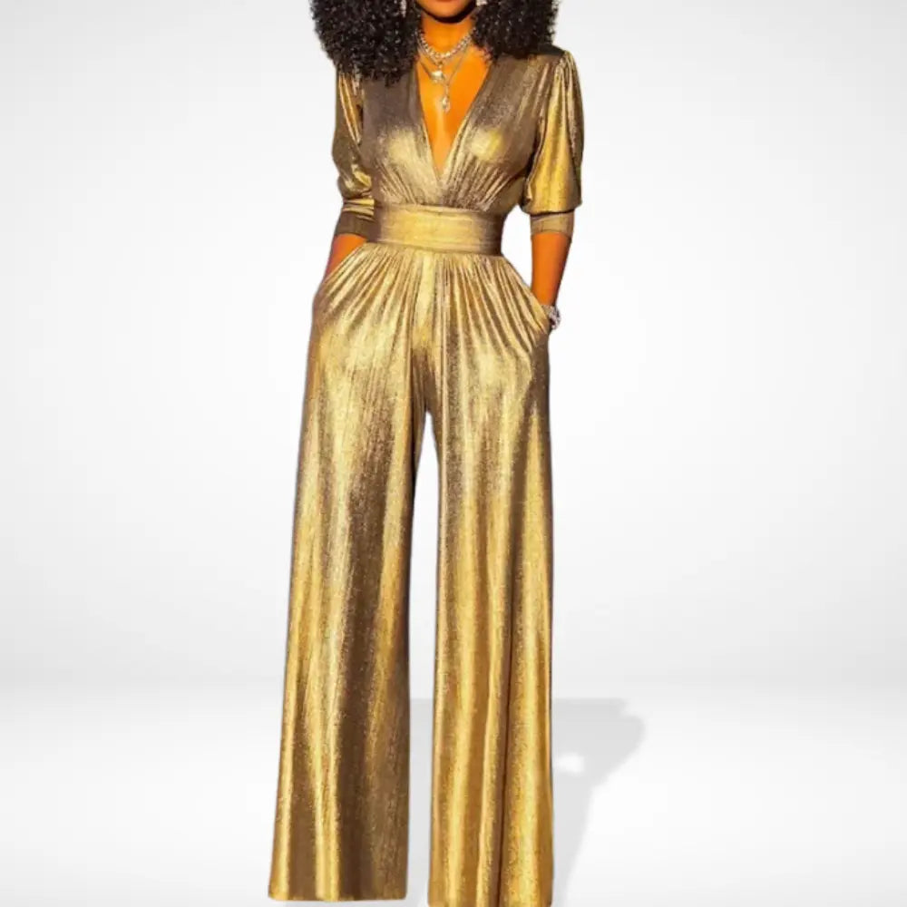 Weit geschnittener Jumpsuit mit Glanz-Effekt für Damen – Eshal
