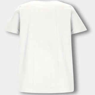 Asymmetrisch geknöpftes T-Shirt mit Rundhalsausschnitt für Damen – Janine