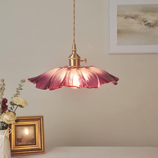 Eleganter Mid-Century Retro Glaskronleuchter mit Blumenform