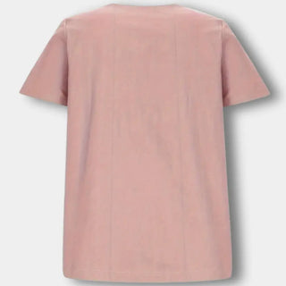 Asymmetrisch geknöpftes T-Shirt mit Rundhalsausschnitt für Damen – Janine