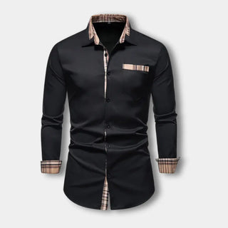 Langarmshirt mit karierten Kontrastdetails für Herren – Toya