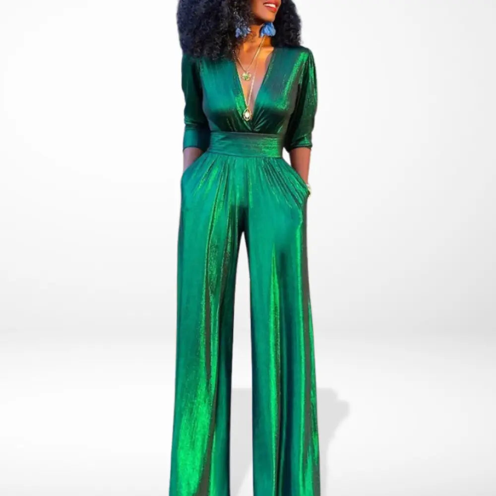 Weit geschnittener Jumpsuit mit Glanz-Effekt für Damen – Eshal
