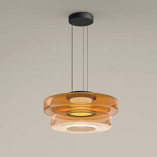 Moderne Pendelleuchte aus Glas, geschichtete LED Hängeleuchte