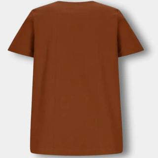 Asymmetrisch geknöpftes T-Shirt mit Rundhalsausschnitt für Damen – Janine