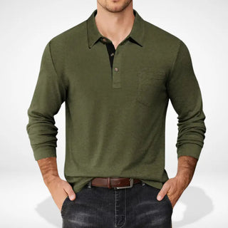 Langarm-Poloshirt mit Brusttasche für Herren – Floyd