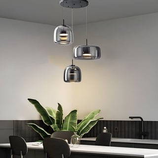 Handgefertigter Mid-Century Retro Glaskronleuchter mit LED Beleuchtung