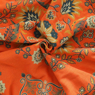 Wendbare Orange-Grün Muster-Tagesdecke mit Fransen