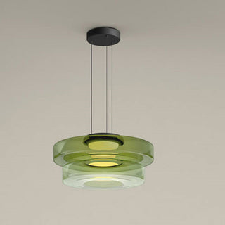 Moderne Pendelleuchte aus Glas, geschichtete LED Hängeleuchte