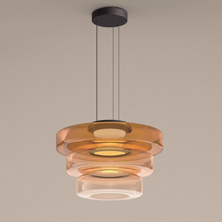 Moderne Pendelleuchte aus Glas, geschichtete LED Hängeleuchte