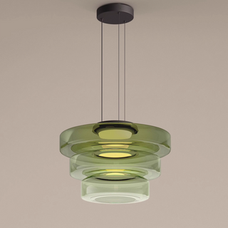 Moderne Pendelleuchte aus Glas, geschichtete LED Hängeleuchte