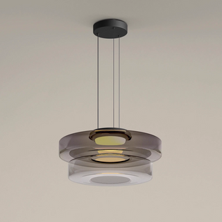 Moderne Pendelleuchte aus Glas, geschichtete LED Hängeleuchte