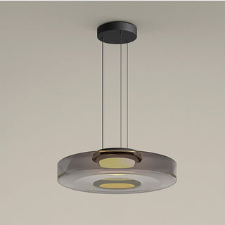 Moderne Pendelleuchte aus Glas, geschichtete LED Hängeleuchte