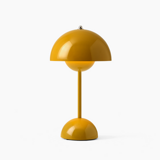 Moderne LED Tischleuchte im glänzenden Pilz Design