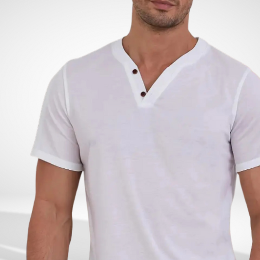 T-Shirt mit kurzem Schnitt und Knopfleiste für Herren – Morrow