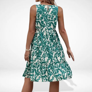 Sommerkleid mit Stufen und Blätterprint für Frauen – Kory