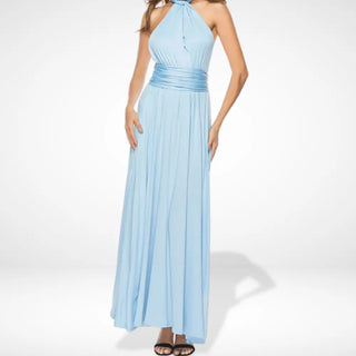 Maxi-Abendkleid mit Halsband-Ausschnitt und fließender Silhouette für Damen – Tabatha