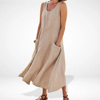 Ärmelloses Sommerkleid in A-Linie mit Taschen für Damen – Gilda
