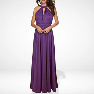 Maxi-Abendkleid mit Halsband-Ausschnitt und fließender Silhouette für Damen – Tabatha