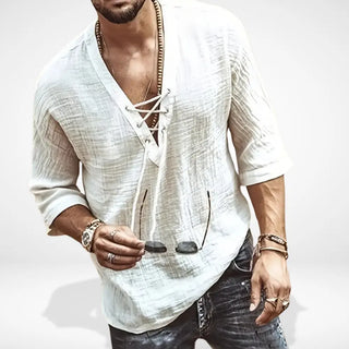 Schnürdetail Henley-Shirt für Männer – Benitez
