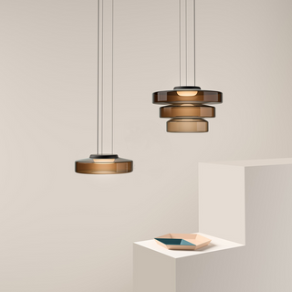 Moderne Pendelleuchte aus Glas, geschichtete LED Hängeleuchte