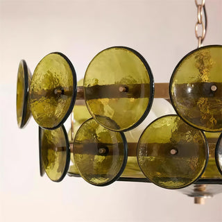 Dekorativer Amber Mid-Century Retro Glaskronleuchter