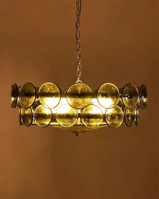 Dekorativer Amber Mid-Century Retro Glaskronleuchter
