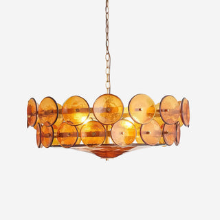 Dekorativer Amber Mid-Century Retro Glaskronleuchter