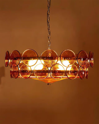 Dekorativer Amber Mid-Century Retro Glaskronleuchter