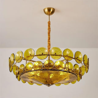 Dekorativer Amber Mid-Century Retro Glaskronleuchter