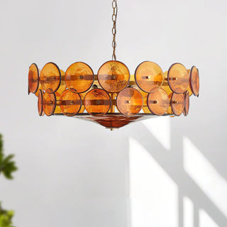 Dekorativer Amber Mid-Century Retro Glaskronleuchter