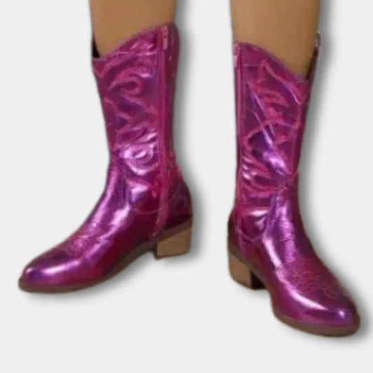 Glänzende Stickerei-Cowboy-Boots mit Absatz für Women – Lynn