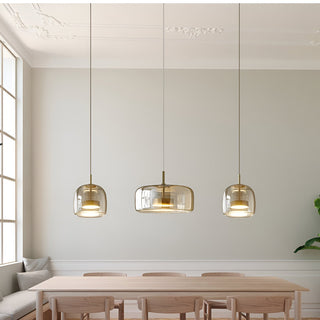 Handgefertigter Mid-Century Retro Glaskronleuchter mit LED Beleuchtung