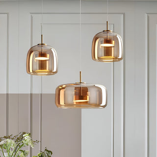 Handgefertigter Mid-Century Retro Glaskronleuchter mit LED Beleuchtung