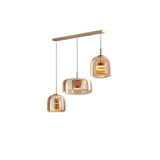 Handgefertigter Mid-Century Retro Glaskronleuchter mit LED Beleuchtung