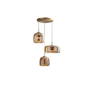Handgefertigter Mid-Century Retro Glaskronleuchter mit LED Beleuchtung