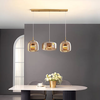 Handgefertigter Mid-Century Retro Glaskronleuchter mit LED Beleuchtung