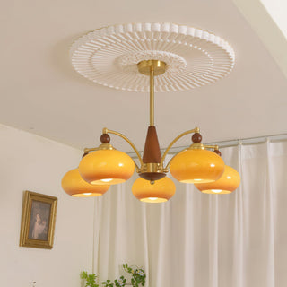 Moderner Mid-Century Retro Glaskronleuchter mit Warmem Licht