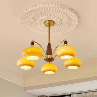 Moderner Mid-Century Retro Glaskronleuchter mit Warmem Licht