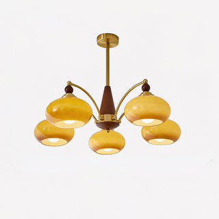 Moderner Mid-Century Retro Glaskronleuchter mit Warmem Licht