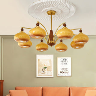 Moderner Mid-Century Retro Glaskronleuchter mit Warmem Licht