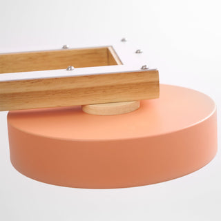 Moderne Pendelleuchte Holzoptik mit runden LED-Leuchten